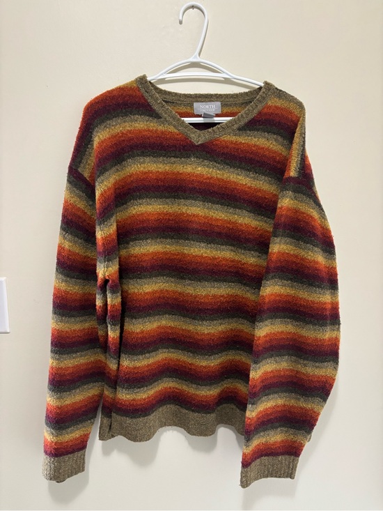 Other - Vintage North Forty Four 80% Merino Wool Multi-Color Striped V-Neck Sweater